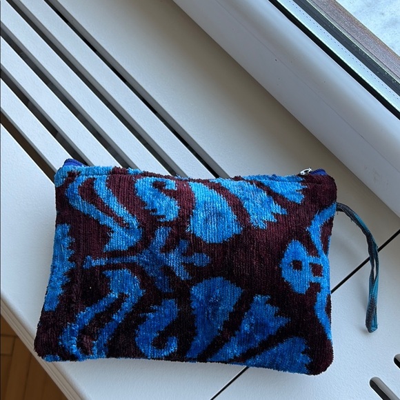 Blue and Brown Patterned Women's Clutch - Picture 1 of 3